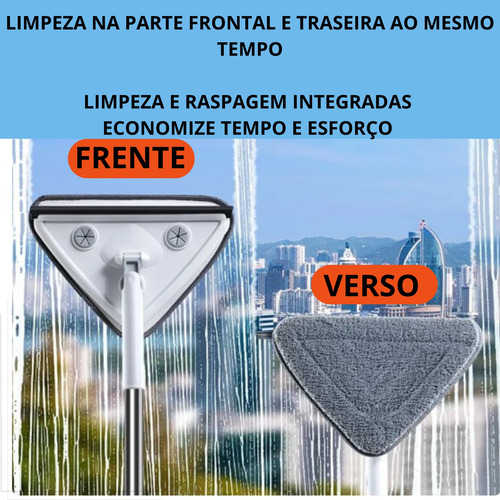 Limpador De Janelas Vidraças E Vidros Com Cabo Extensível