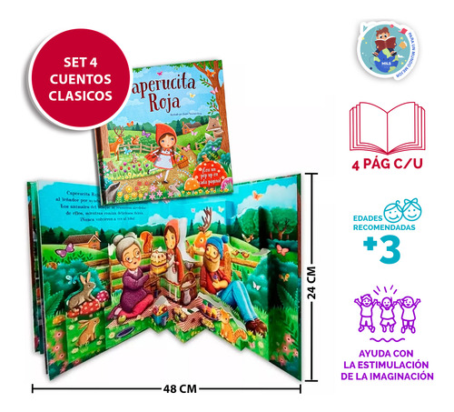 4 Cuentos3d Blancanieves, Caperucita, Ricitos, Ceni +3 Años