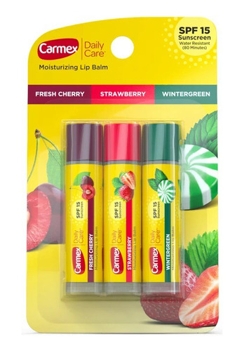 Carmex Blister X 3 Barra. Frutilla. Cereza. Menta. Spf 15