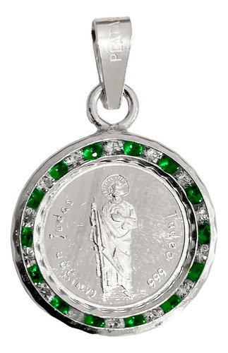 Dije Medalla San Judas Tadeo Zirconias Plata Pura Ley 999