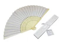 Comprar Abanicos 50 Piezas Blancos Tela Y Bambu Boda Bautizo+caja