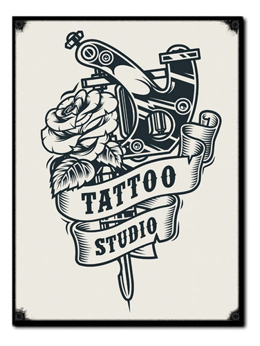 #1728 - Cuadro Decorativo Vintage - Tattoo Tatuajes Maquina