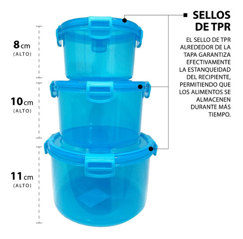 Contenedores Tuppers Herméticos Alta Calidad 3pzs Microondas