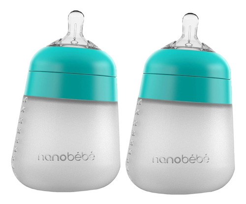 Biberón Silicona 360 Anticólicos Nanobébé 9oz 2pz Verde