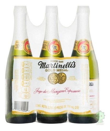 Jugo De Manzana Espumoso Martinelli's 3 Botellas De 750 Ml