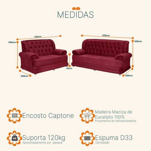 Conjunto De Sofá Finlândia 3 E 2 Lugares Pluma Vinho Cor Bordô Desenho Do Tecido Suede Sofá Casa