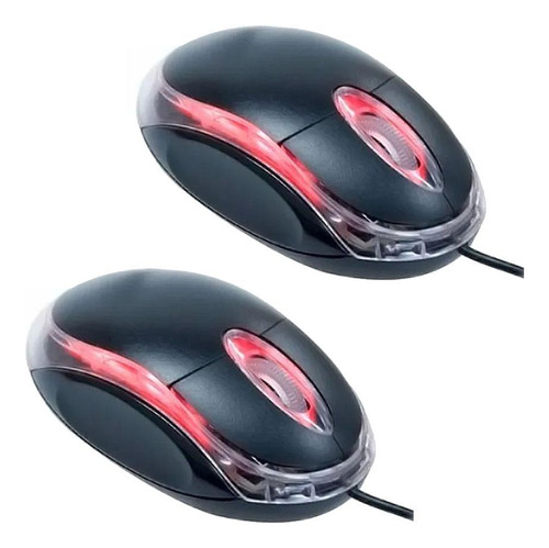 Kit 20 Mouse Usb 1000 Dpi Preto Mini Led Azul Scroll Ms-9