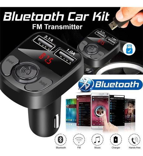 Receptor Bluetooth Auto Transmisor Fm Mp3 Carga Rapida Usb 2