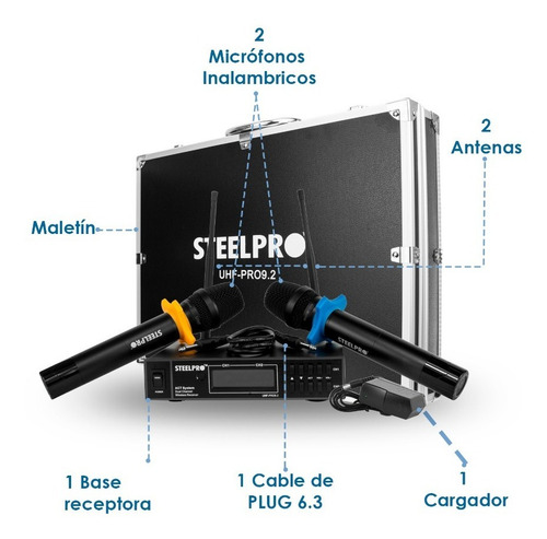 Imagen 2 de 4 de Microfono Uhf Profesional Steelpro Frecuencia Multicanal