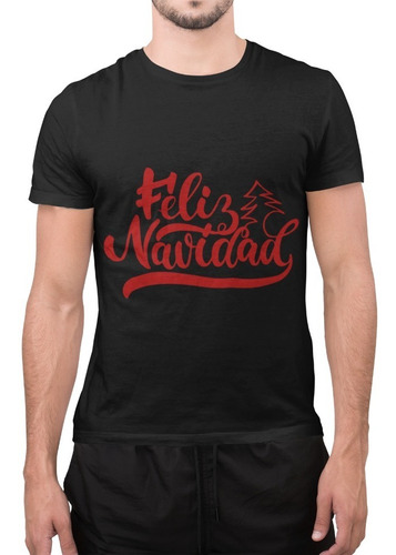 Polera Unisex Feliz Navidad Frase Diciembre Algodon Estampad