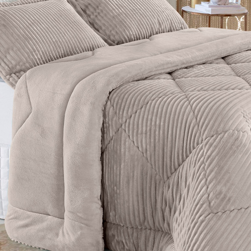 Edredom Bbc Textil Plush Alto Relevo Edredom Plush Alto Relevo Solteiro Diseño Liso Color Camurça De 160cm X 240cm