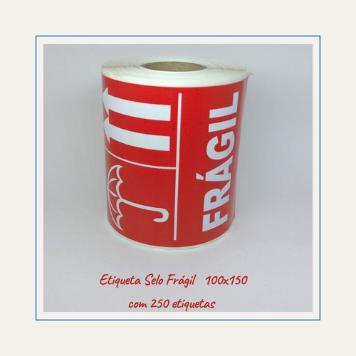 Etiqueta Cuidado Frágil Com Seta Para Cima 100x150 - 250un