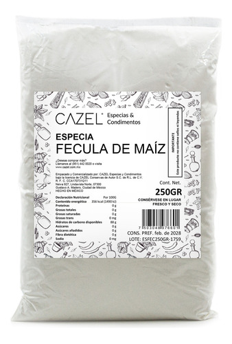 Fécula Almidón De Maíz Nacional 250g