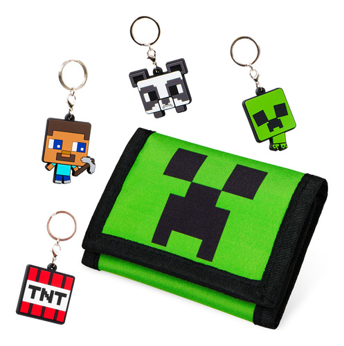 Set De Regalo Con Carteras Y Llaveros Minecraft Para Niños