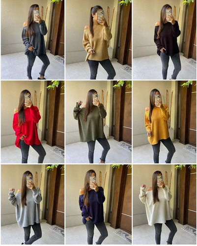 Imagen 9 de 9 de Sweaters Ancho Talle Grande Oversize Mujer Moda A67
