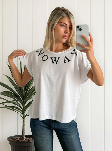 Remera Benka Atlway Mujer Algodón Amplia Manga Rebatible