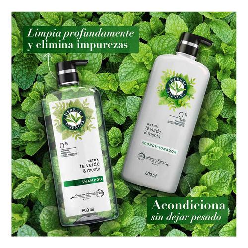 Herbal Essences Detox Té Verd 600ml Shampoo + Acondicionador