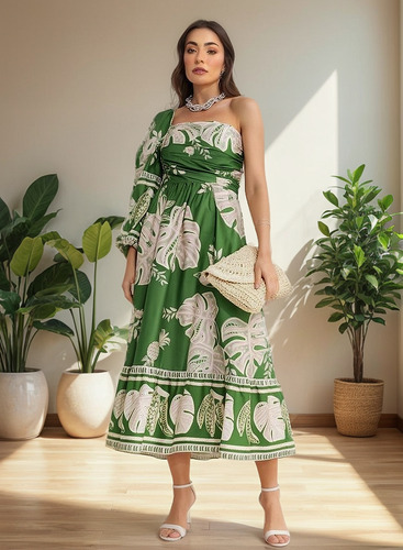 Farm Vestido Ombro So Folha De Renda Original