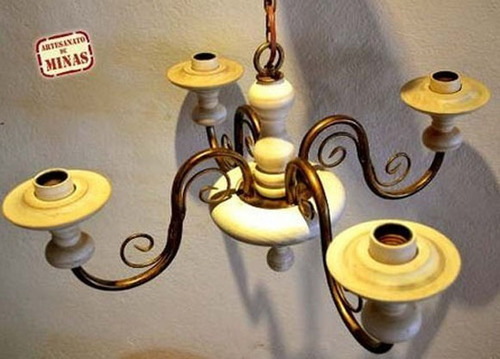 Imagem 3 de 4 de Lustre Torneado 4 Lâmpadas (cód.: L-45)