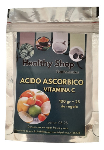 Vitamina C Pura X 100gr + 25gr Promo Ácido Ascorbico(60dias)