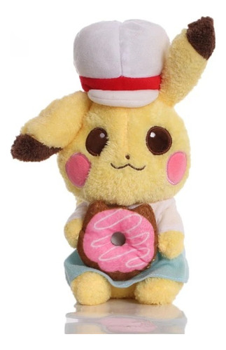 Peluche Pikachu Esponjado Con Dona Pokemon 22cm