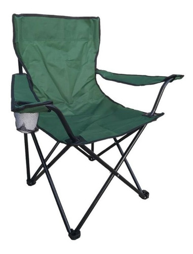 Cadeira Dobrável Resistente Com Bolsa Porta Copos Camping Cor Verde