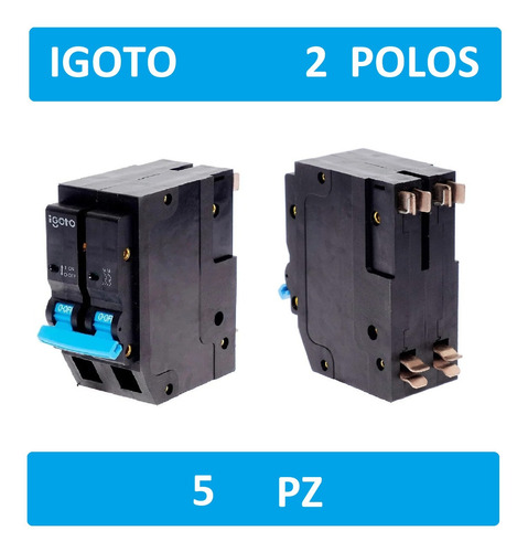 Pastilla Interruptor Termomagnético Igoto 2 Polos (5pz)  