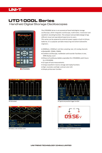 Osciloscopio Digital 25mhz 1ch Analógico Uni-t Utd1025cl