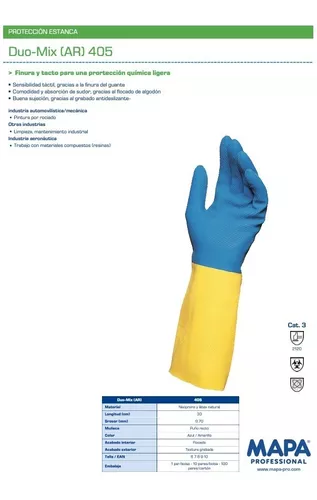 Mapa duo-mix 405 Juego guantes duomix405 talla 7 azul amarillo 1 par 