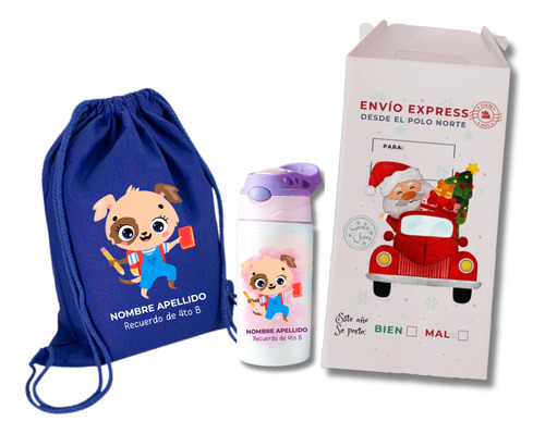  Pack Morral Y Botella Personalizados Con Envoltorio