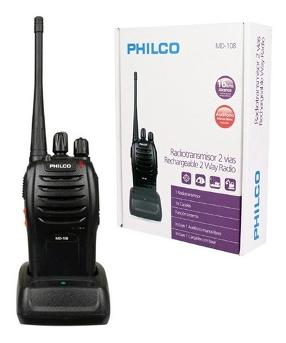 Imagen 3 de 3 de Radio Comunicador Philco Md-108 Portatil 16km - Revogames