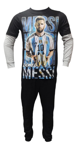 Pijama M/ Larga Messi Brilla En La Oscuridad