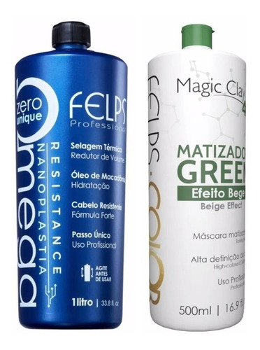 Felps Omega Zero Resistance 1 Litro + Matizador Green 500ml