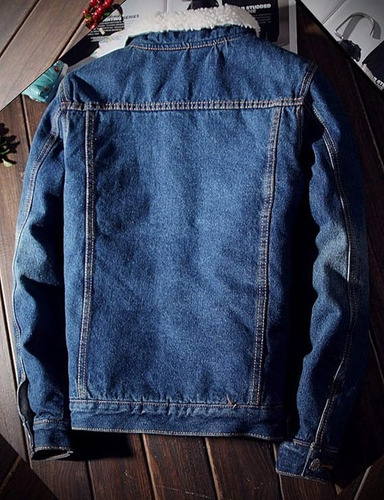 Chamarra De Mezclilla Con Borrega Para Hombre Azul