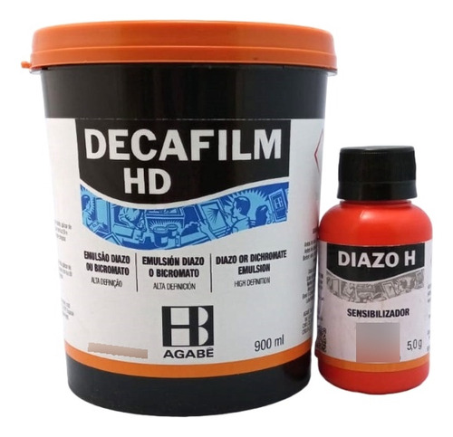 Emulsão Decafilm Hd 900ml + Sensibilizador Diazo H 5grs Agab