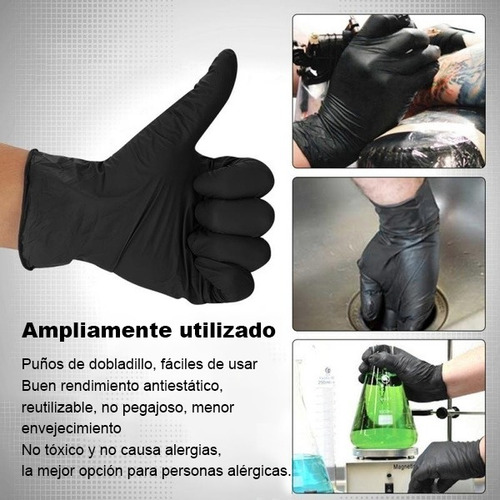 Imagen 2 de 8 de 100 Pcs De Guantes De Látex Desechables Para El Hogar Negro