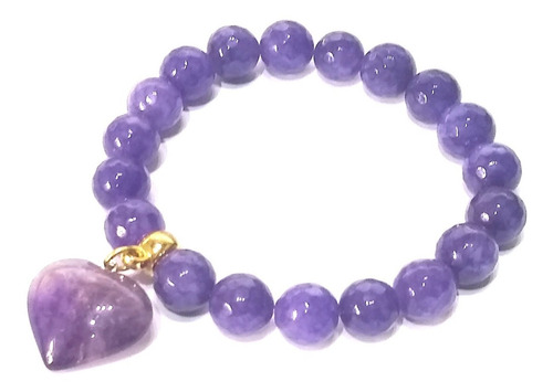 Pulseira Com Esferas De Pedra Natural Ametista Prosperidade