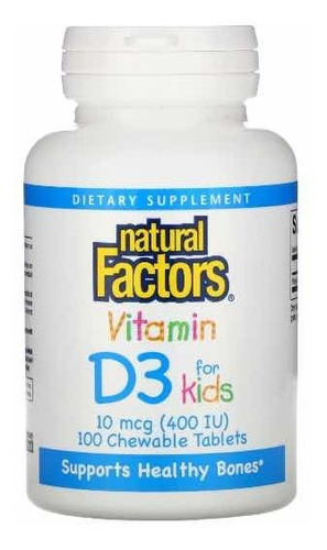 Natural Factors, Vitamina D-3, 400 Ul 100 Tablets