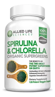 Algas Espirulina + Chlorella 120caps Super Potente Americano