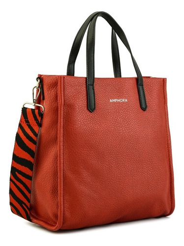 Cartera Zebre Mujer Amphora Color Rojo Diseño De La Tela Liso