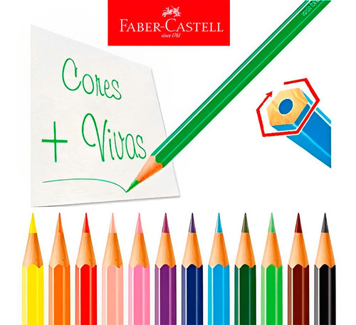 Lápis De Cor Faber Castell 48 Cores Ecolápis Sextavado