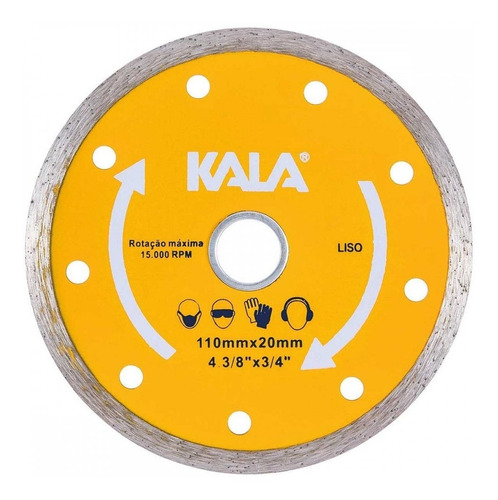 Disco Diamantado Liso 110mm X 20mm Lj Kala - 139394 Cor Amarelo