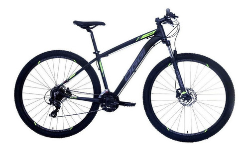 Mountain bike Oggi Hacker HDS 2019 aro 29 19" 24v freios de disco hidráulico câmbios Shimano Tourney TY700 y Shimano Tourney TX800 cor preto/grafite/verde