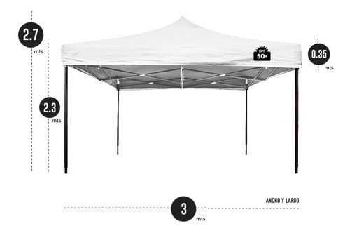 Imagen 2 de 6 de Gazebo Plegable 3mx3m Reforzado E Impermeable Filtro Uv30