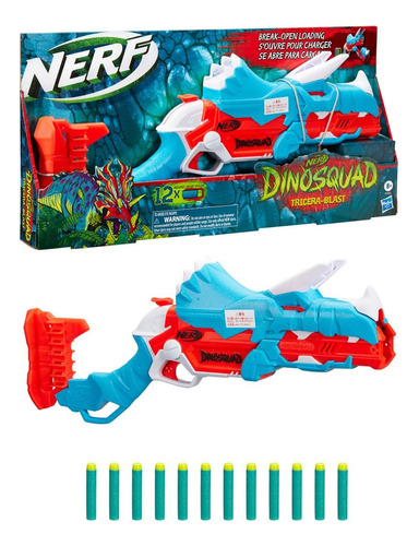 Lanzador Nerf Dinosquad Tricera-blast Con 12 Dardos 8+