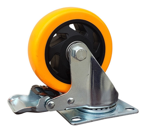 Imagen 9 de 10 de Kit 4 Ruedas Giratorias Pvc 100x32 Mm 4 C Freno Acero Mueble
