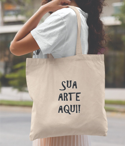 10 Sacolas Ecobag Algodão Crú 45x45 Com Sua Arte