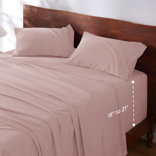 Juego Sabanas Refrescantes Rosa Polvoriante King Bedsure Dusty Pink