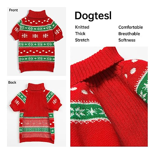 Suéter De Navidad Perros Copos De Nieve Rojos Brillant...