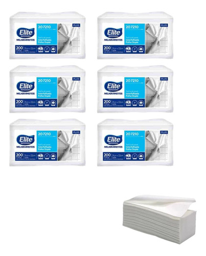 Kit 6 Papel Toalha Dupla Elite Plus 207210 Interfolha 1200 F
